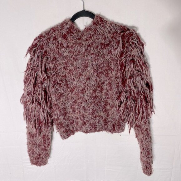 Vintage Gil Aimbez Static Avant Garde Handmade Burgundy Shaggy Sleeve Sweater S - Picture 14 of 15